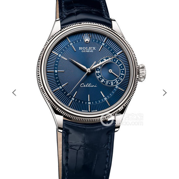 MKS劳力士切利尼系列50515蓝面白钢男士机械手表