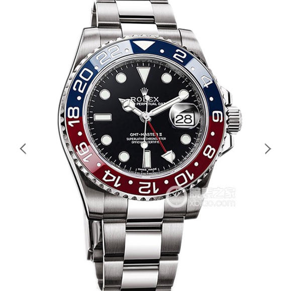 EW劳力士格林尼治GMT-Master II功能 蓝红圈黑面三株表带男士机械手表