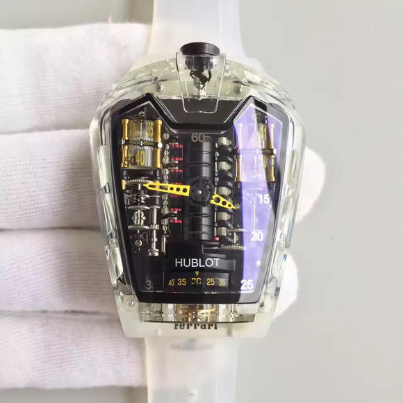 RM。HUBLOT 宇舶表 法拉利“手腕上的怪物”透明玻璃胶 全球限量典藏